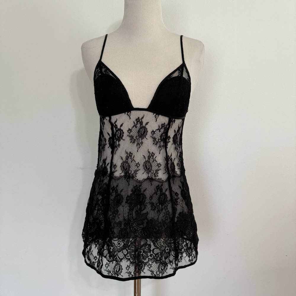 Vintage Y2K Victoria's Secret Lace Lace Slip Dress Cami Dress Black XS
